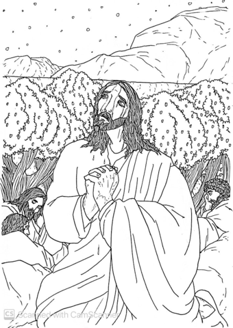 Jesus Prays To His Father The Agony In The Garden Coloring Page